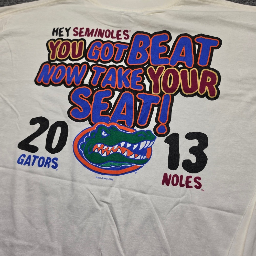 Vintage Ruppshirts Florida Gators 2004 Beat FSU Seminoles White LS T-Shirt XXL